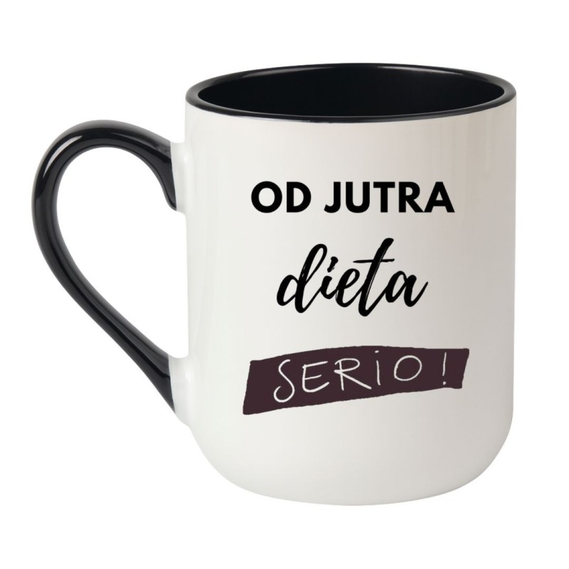 Kubek elegancki biało-czarny 330 ml z humorystycznym wzorem – sprawdź bestseller