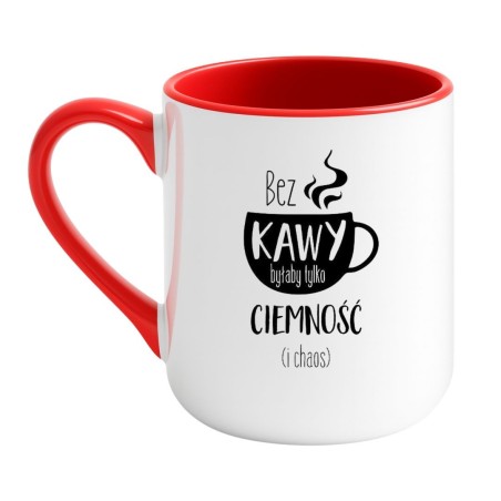Kubek elegancki biało-czerwony 330 ml z motywem kawy – must-have do biura