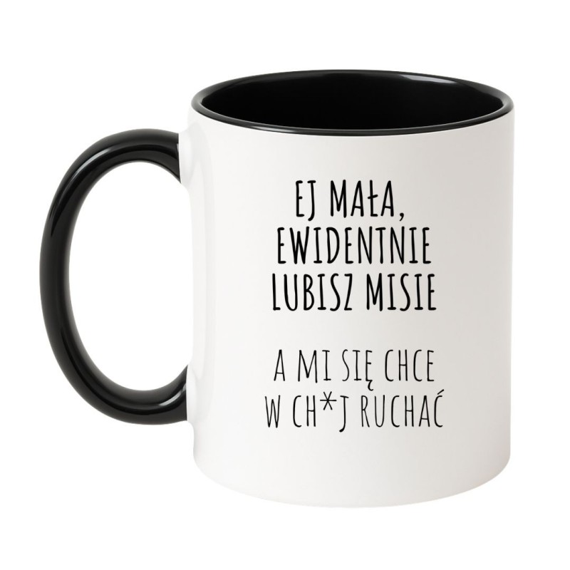 Kubek biało-czarny 330 ml z wulgarnym motywem – kubek bez cenzury, chamski prezent