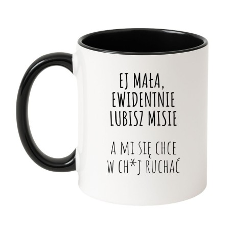 Kubek biało-czarny 330 ml z wulgarnym motywem – kubek bez cenzury, chamski prezent