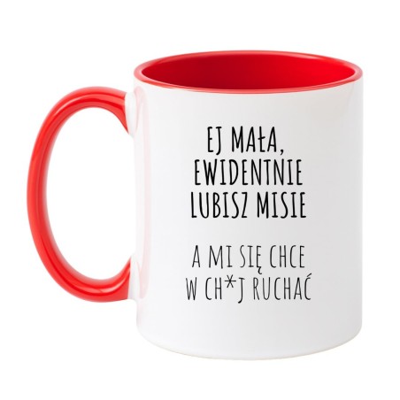 Kubek biało-czerwony 330 ml z mocnym tekstem – kubek kolorowy bez cenzury