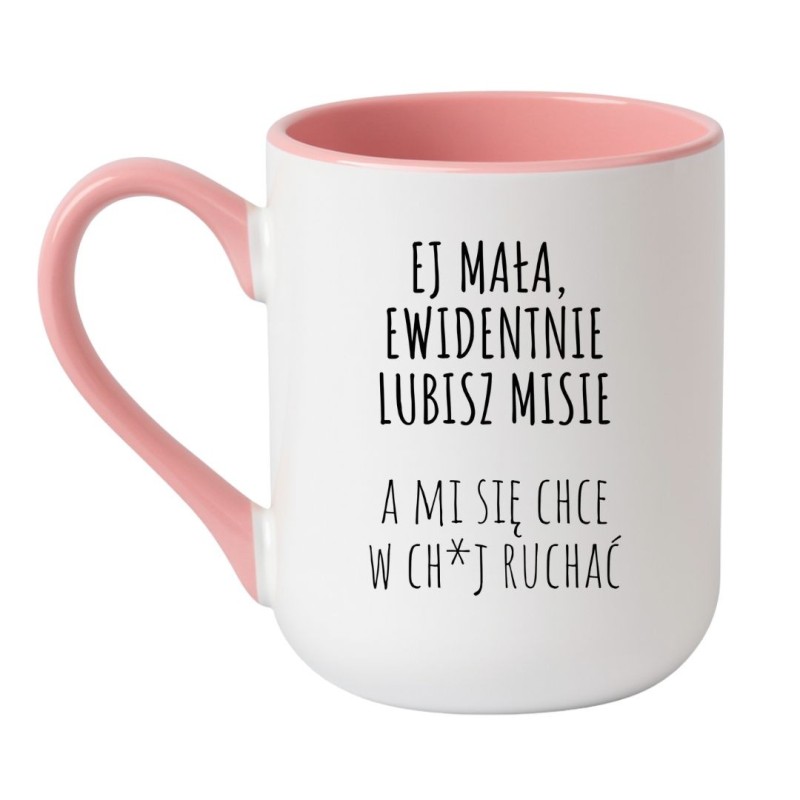Kubek elegancki biało-różowy 330 ml z odważnym tekstem – humorystyczny dodatek