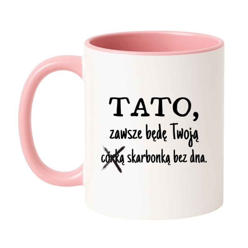 Kubek biało-różowy 330 ml z humorystyczną ilustracją – świetny do kawy