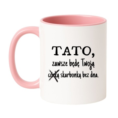 Kubek biało-różowy 330 ml z humorystyczną ilustracją – świetny do kawy