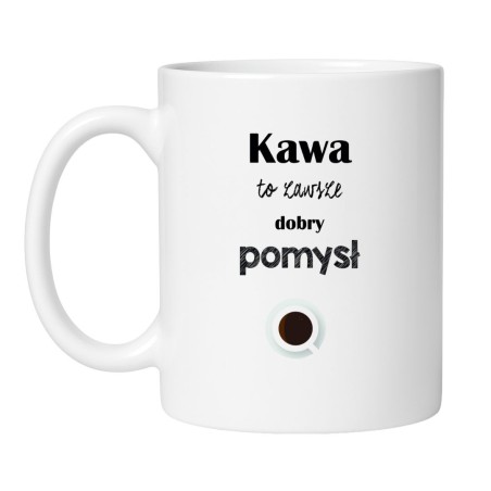 Śmieszny kubek biały 330 ml z motywem kawowym – śmieszny kubek do pracy