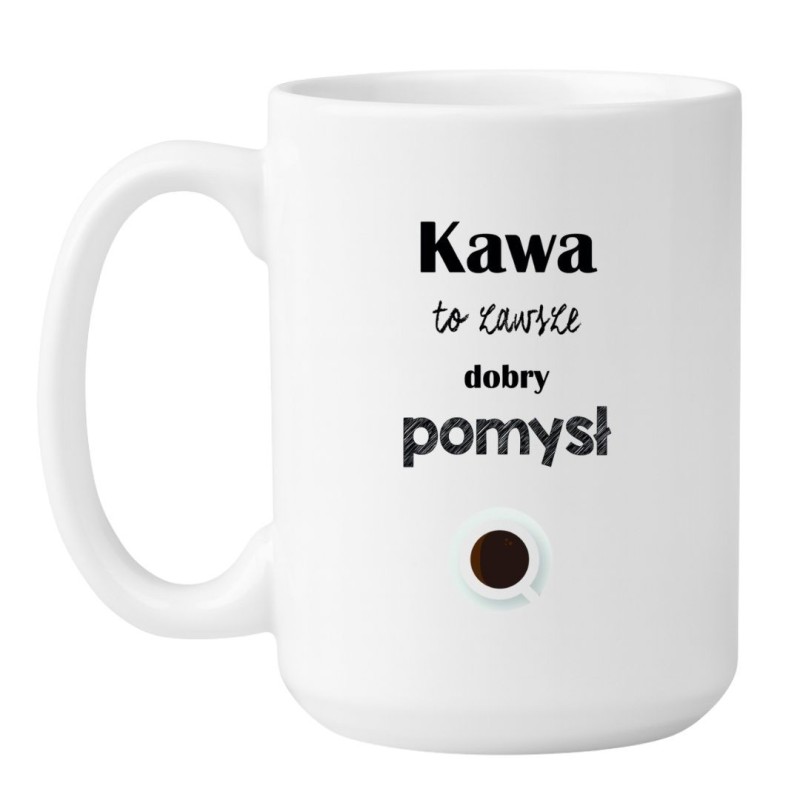 Kubek duży biały 450 ml z napisem o kawie – kubek 450 ml do biura