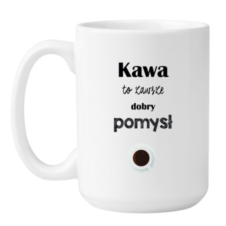 Kubek duży biały 450 ml z napisem o kawie – kubek 450 ml do biura