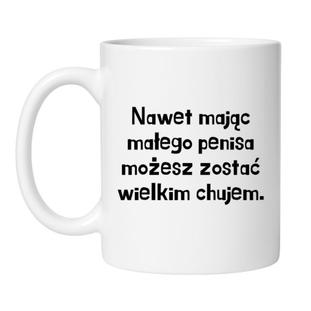 Śmieszny kubek biały 330 ml z chamskim nadrukiem – śmieszny kubek do pracy
