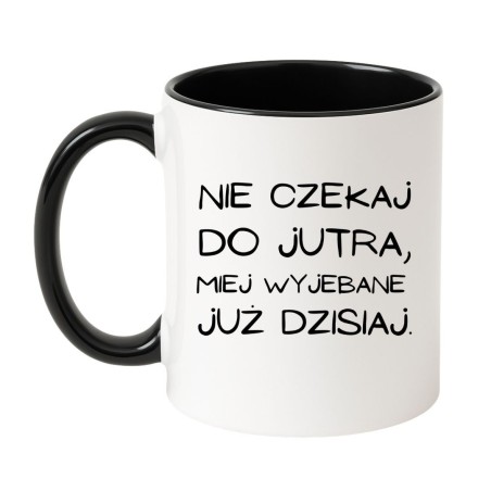 Kubek biało-czarny 330 ml z chamskim wzorem – kubek bez cenzury