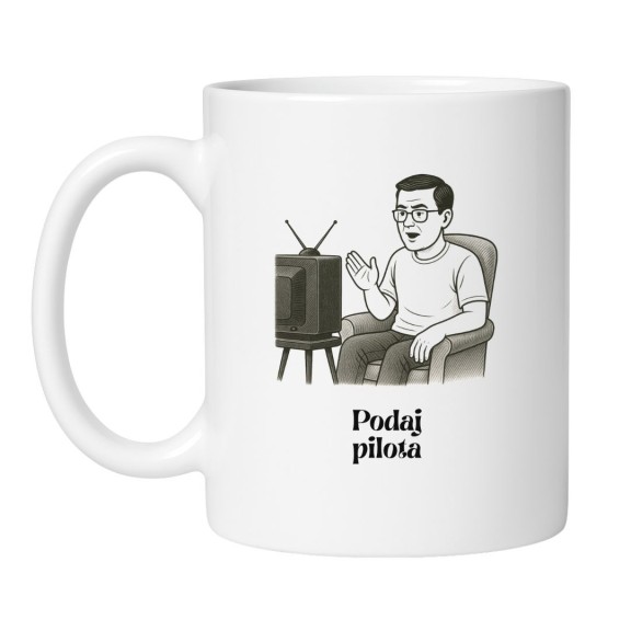 Śmieszny kubek biały 330 ml z zabawną ilustracją – must-have dla kawoszy