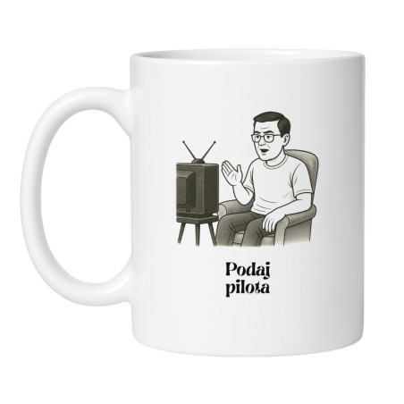 Śmieszny kubek biały 330 ml z zabawną ilustracją – must-have dla kawoszy