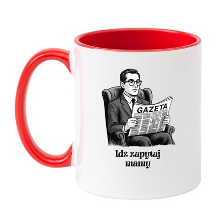 Kubek biało-czerwony 330 ml z humorystycznym motywem czytania – must-have do kawy
