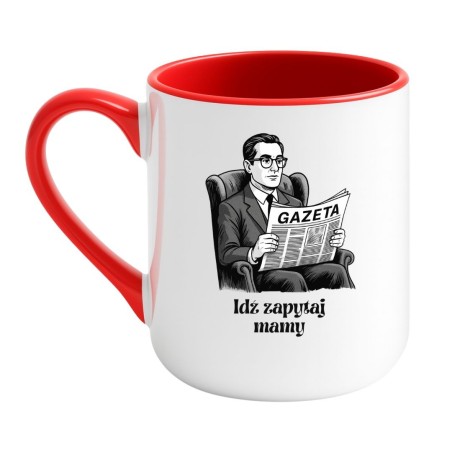 Kubek elegancki biało-czerwony 330 ml z motywem lektury – doskonały gadżet