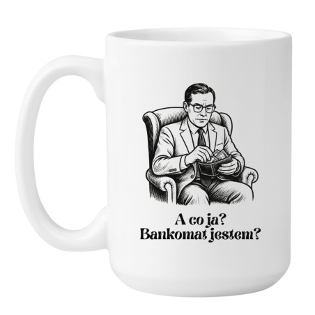 Kubek duży biały 450 ml z humorystycznym wzorem portfela – doskonały gadżet do pracy