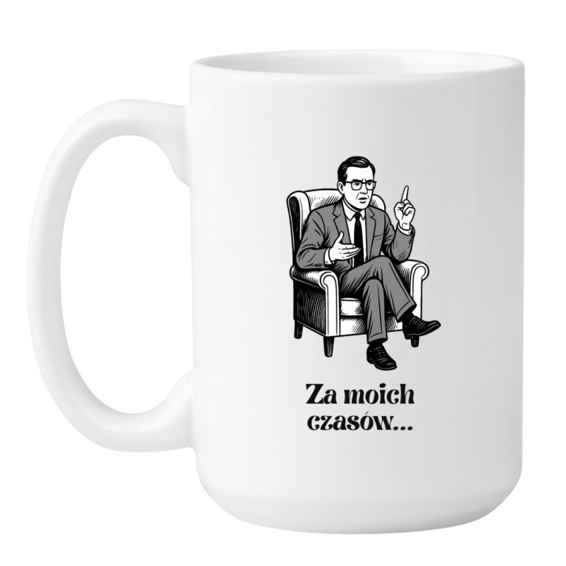 Kubek duży biały 450 ml z obrazkiem starszego mężczyzny – świetny do kawy
