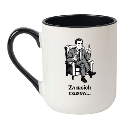 Kubek elegancki biało-czarny 330 ml z motywem starszego mężczyzny – sprawdź bestseller