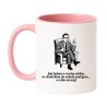 Kubek biało-różowy 330 ml z zabawną ilustracją seniora – must-have do domu