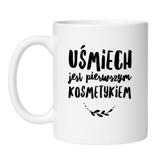 Śmieszny kubek biały 330 ml z motywem optymizmu – must-have dla kawoszy