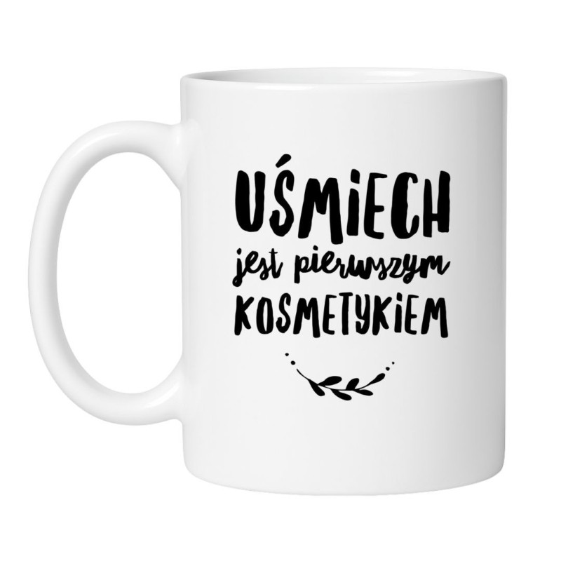 Śmieszny kubek biały 330 ml z motywem optymizmu – must-have dla kawoszy