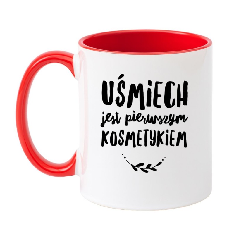 Kubek biało-czerwony 330 ml z inspirującym wzorem – śmieszny prezent