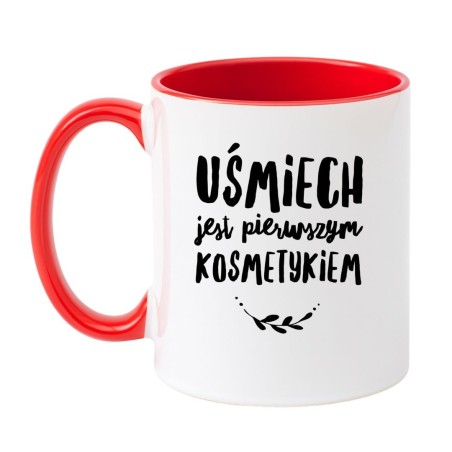 Kubek biało-czerwony 330 ml z inspirującym wzorem – śmieszny prezent