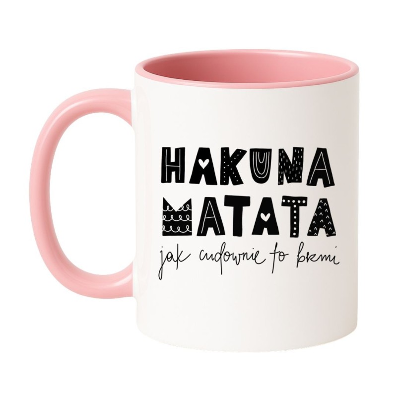 Kubek biało-różowy 330 ml z humorystycznym wzorem – idealny do herbaty