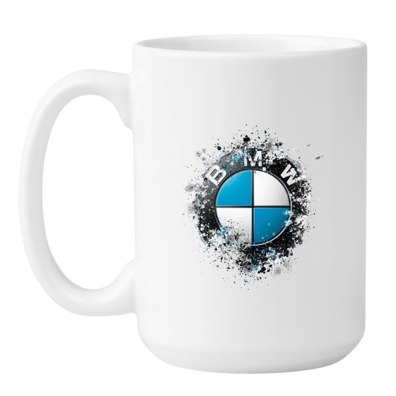 Kubek duży biały 450 ml z nadrukiem BMW – idealny dla kawosza
