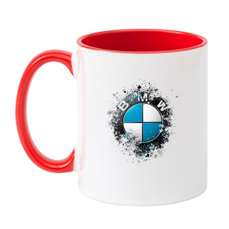 Kubek biało-czerwony 330 ml z motywem BMW – akcent do kuchni