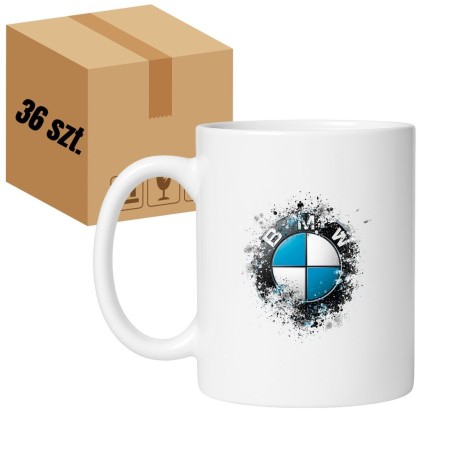 Kubek biały 330 ml z motywem BMW – zestaw 36 sztuk HURT