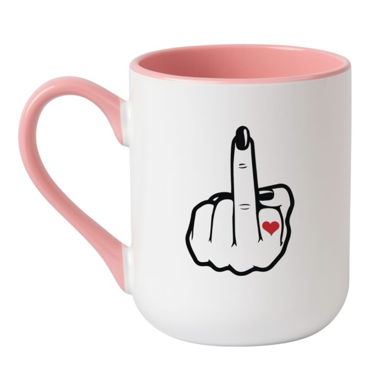 Kubek elegancki biało-różowy 330 ml z odważną grafiką – must-have do domu