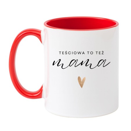 Kubek biało-czerwony 330 ml z napisem i sercem – doskonały gadżet do pracy
