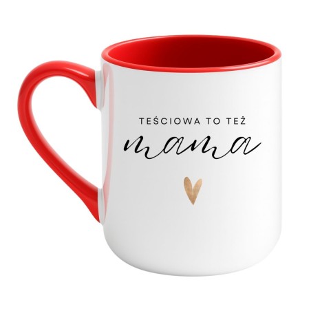 Kubek elegancki biało-czerwony 330 ml z eleganckim motywem serca – śmieszny kubek z nadrukiem