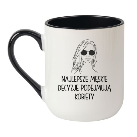 Kubek elegancki biało-czarny 330 ml z humorystyczną grafiką kobiety – sprawdź bestseller