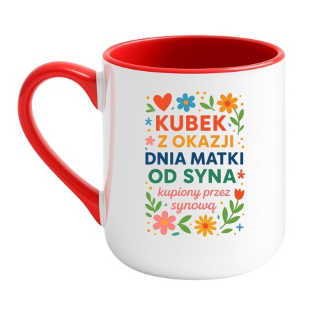 Kubek elegancki biało-czerwony 330 ml z humorystycznym nadrukiem – must-have dla kawoszy