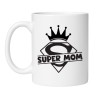 Śmieszny kubek biały 330 ml z grafiką Super Mom — must-have do domu