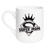 Kubek elegancki biały 330 ml z ilustracją Super Mom — doskonały gadżet do pracy