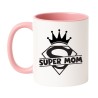 Kubek biało-różowy 330 ml z grafiką Super Mom — sprawdź bestseller