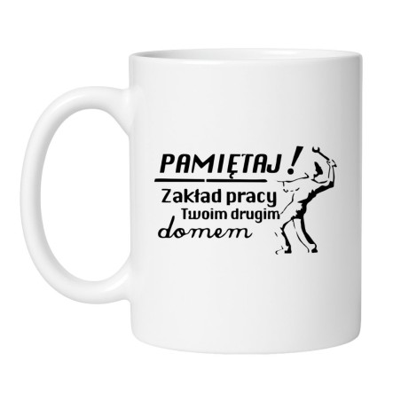 Śmieszny kubek biały 330 ml z motywem pracy i prostą grafiką — must-have dla kawoszy