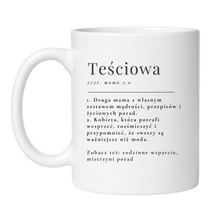 Śmieszny kubek biały 330 ml z humorystycznym napisem — prezent dla kawoszy
