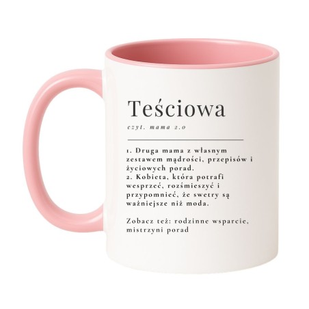 Kubek biało-różowy 330 ml z napisem — śmieszny prezent dla domu