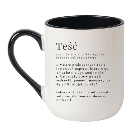 Kubek elegancki biało-czarny 330 ml z zabawną ilustracją — sprawdź bestseller