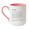 Kubek elegancki biało-różowy 330 ml z napisem — must-have do biura