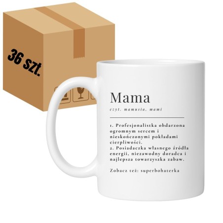 Kubek biały 330 ml z nadrukiem o mamie — 36 sztuk HURT