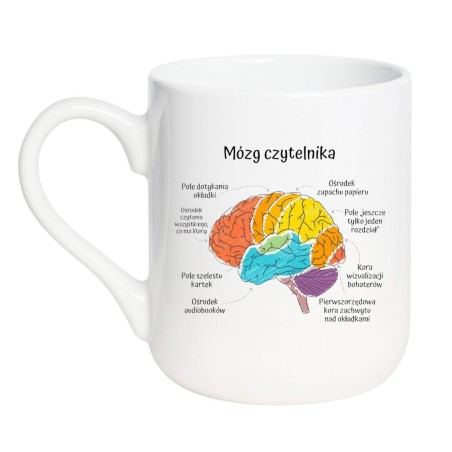 Kubek elegancki biały 330 ml z obrazkiem mózgu — doskonały gadżet do pracy