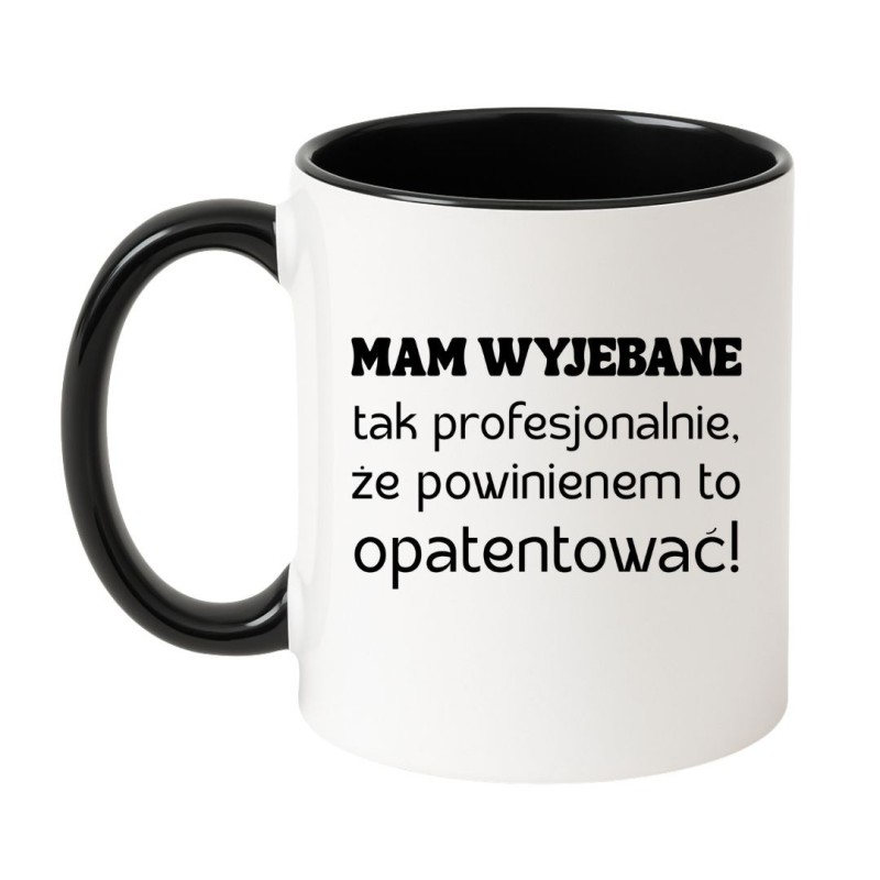 Kubek biało-czarny 330 ml z nadrukiem bez cenzury — humor do pracy