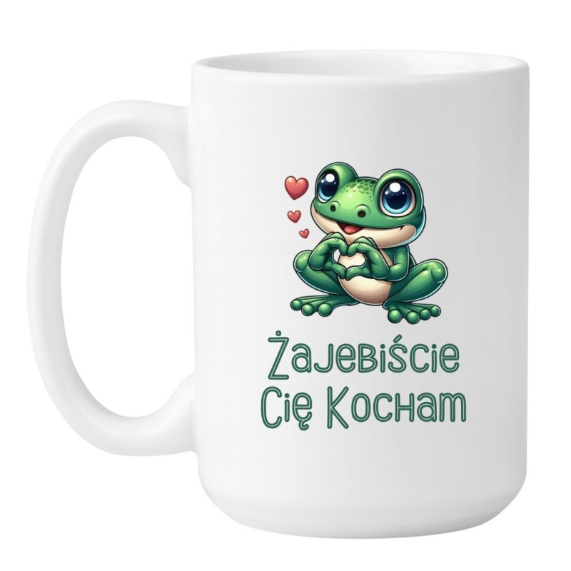 Kubek duży biały 450 ml z komicznym motywem żaby – sprawdź bestseller