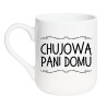 kubek dla przyjaciółki z dystansem z napisem chujowa pani domu