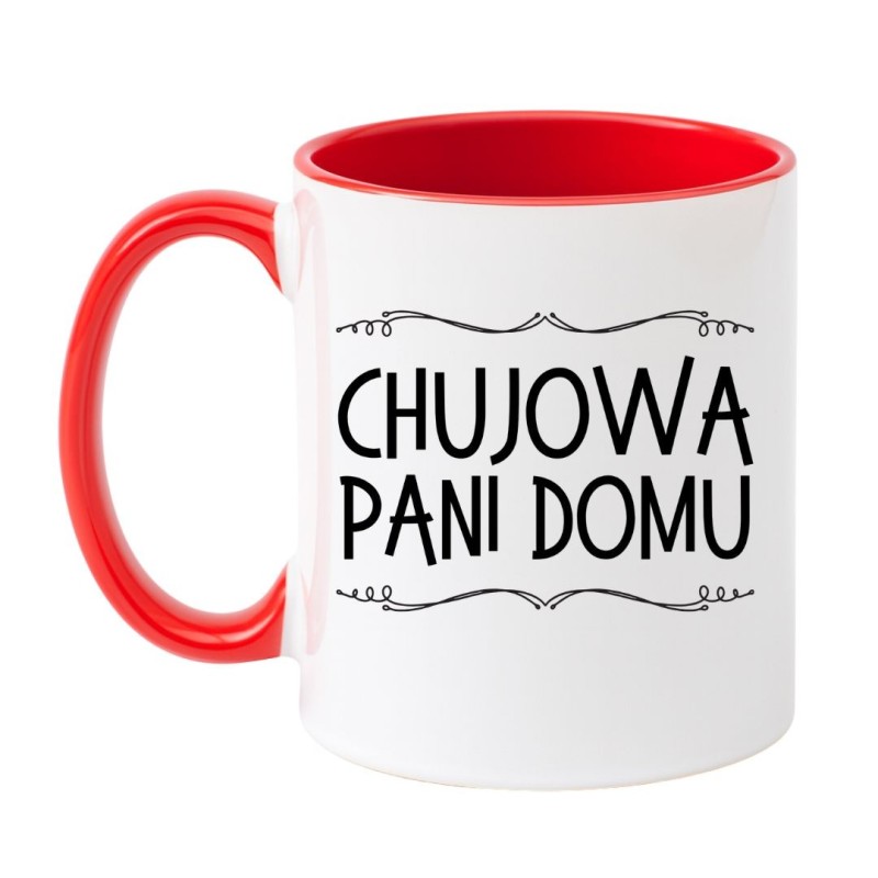 biało czerwony kubek chujowa pani domu 330 ml