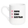 Kubek elegancki biały 330 ml z napisem i grafiką serc – świetny do biura