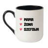 Kubek elegancki biało-czarny 330 ml z serduszkami i tekstem – bestseller